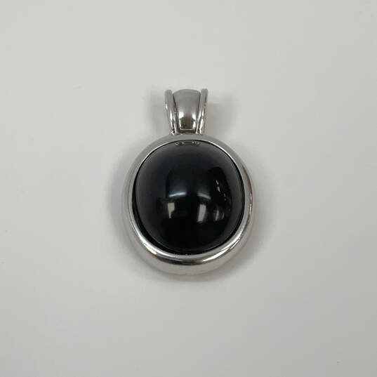 Designer Joan Rivers Silver-Tone Black Onyx Gemstone Chain Pendant image number 1
