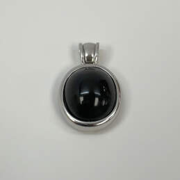 Designer Joan Rivers Silver-Tone Black Onyx Gemstone Chain Pendant