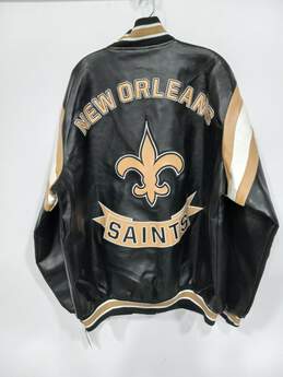 NFL New Orleans Saints Themed Leather Bomber Style Jacket Size XL - NWT alternative image