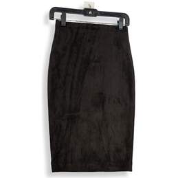 NWT BCBGMAXAZRIA Womens Black Velvet Knee Length Straight & Pencil Skirt Size XS alternative image