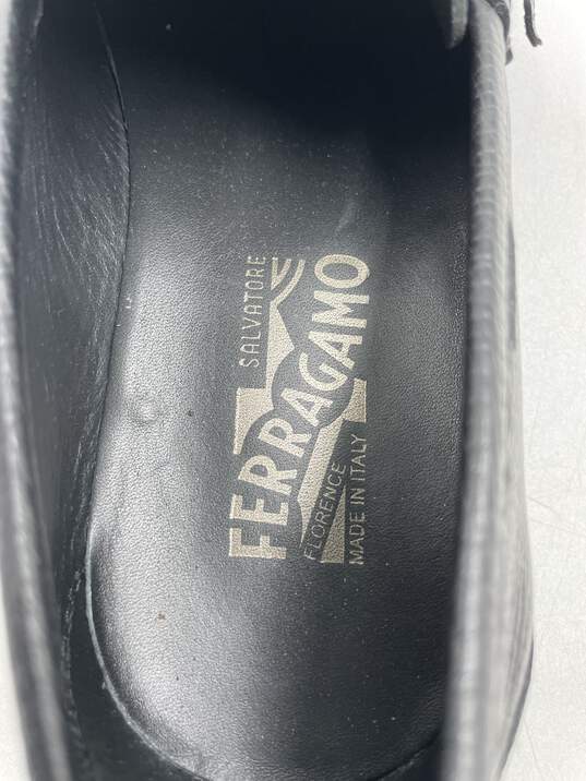 Authentic Salvatore Ferragamo Black Buckle Loafers M 7D image number 8