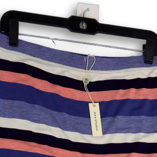 NWT Womens Multicolor Striped Elastic Waist Straight & Pencil Skirt Size L image number 4