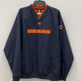 Mens Blue Chicago Bears V-Neck Long Sleeve Windbreaker Jacket Size Large