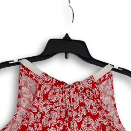Womens Red White Printed Halter Neck Sleeveless Blouse Top Size XS image number 4