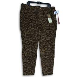 NWT Vintage America Womens Brown Black Leopard Print Skinny Leg Jeans Size 18/34