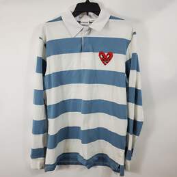 K Haring Men Blue/White Striped Shirt Sz M