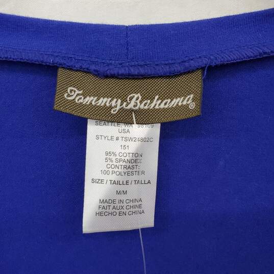 Tommy Bahama Cobalt Blue Cotton Hi-Low Tea Length Dress WM Size M NWT image number 3