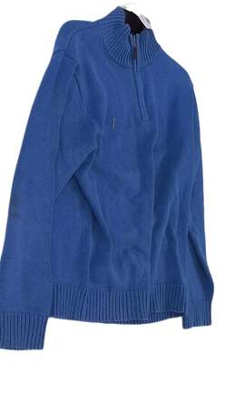 Womens Blue Long Sleeve Collared Zip Up Pullover Sweater Size M alternative image