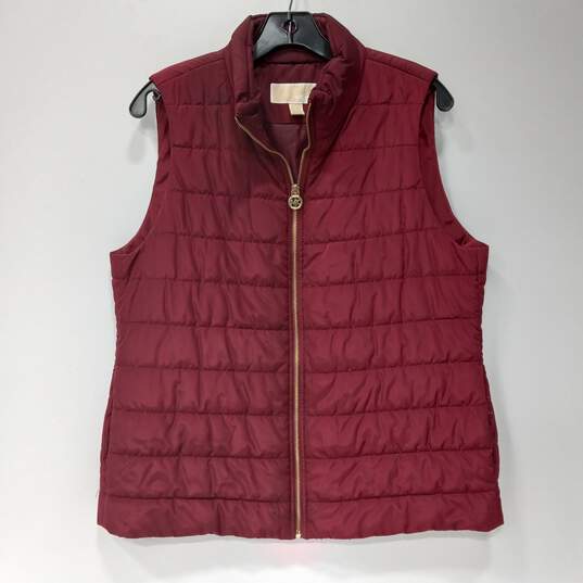Michael Kors Women's Burgundy Insulated Quilted Vest Size L image number 1