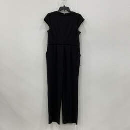 NWT Womens Black Pleated Front Back Zip Cut Out One-Piece Jumpsuit Size 1 P alternative image