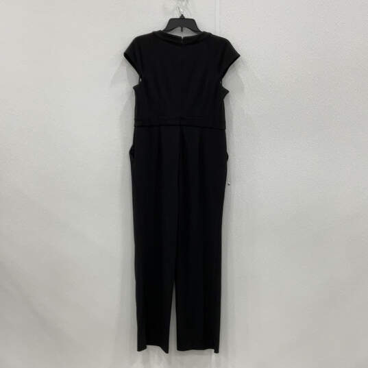 NWT Womens Black Pleated Front Back Zip Cut Out One-Piece Jumpsuit Size 1 P image number 2