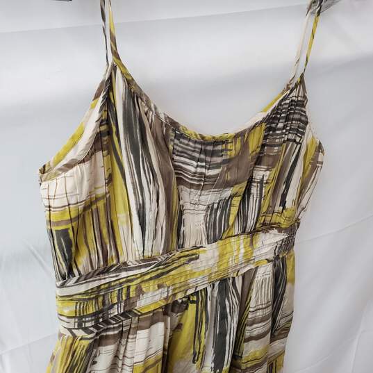 Brown/Yellow Women's Halogen Babydoll Silk Cotton Blend Dress Size 4 image number 2