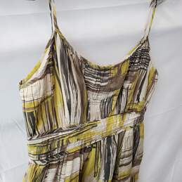 Brown/Yellow Women's Halogen Babydoll Silk Cotton Blend Dress Size 4 alternative image