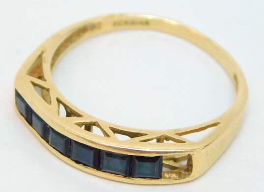14K Gold Faceted Dark Blue Spinel Channel Set Band Ring For Repair 2.6g image number 5