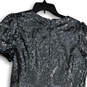 NWT Womens Silver Sequin Round Neck Short Sleeve Back Zip Shift Dress Sz 12 image number 4