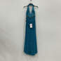 NWT Womens Blue Floral Sleeveless Halter Neck Backless Maxi Dress Size 1/2 image number 2