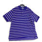 Mens Blue Striped Spread Collar Short Sleeve Golf Polo Shirt Size 4XB image number 1