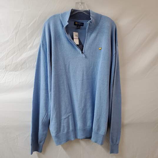 Jack Nicklaus Blue Zip Neck Henley Sweater image number 1
