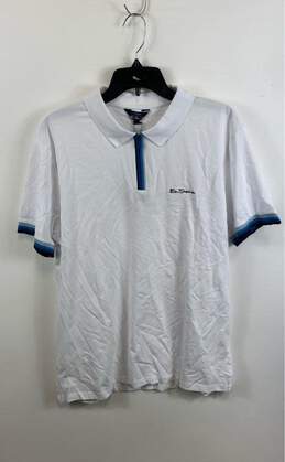 NWT Ben Sherman Mens White Regular Fit Short Sleeve Collared Polo Shirt Size L
