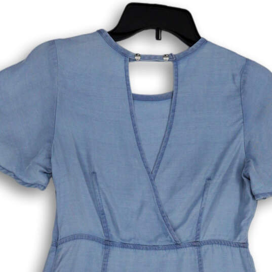 Womens Blue Key Hole Back Short Sleeve Short Fit And Flare Dress Size 0 image number 4