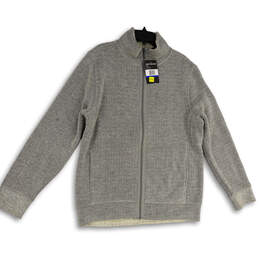 NWT Mens Gray Mock Neck Long Sleeve Pockets Full-Zip Cardigan Sweater Sz XL