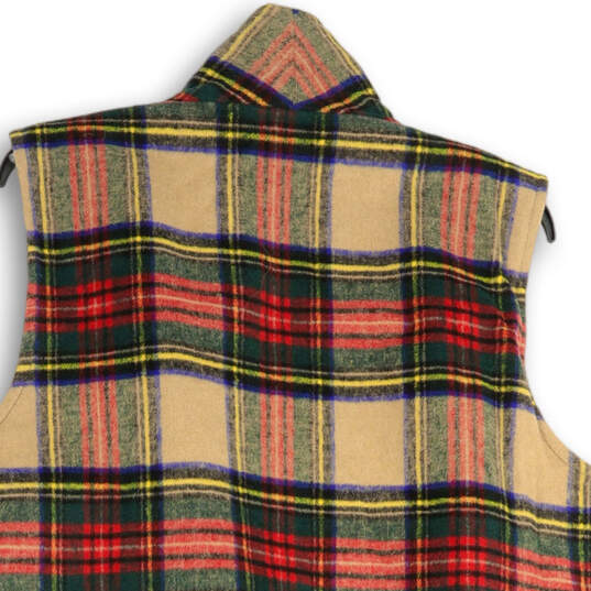Womens Multicolor Plaid Fleece Sleeveless Open Front Vest Size 2 image number 4