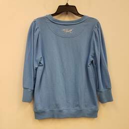 Womens Blue Studded Crew Neck Long Sleeve Pullover Sweatshirt Size Large alternative image