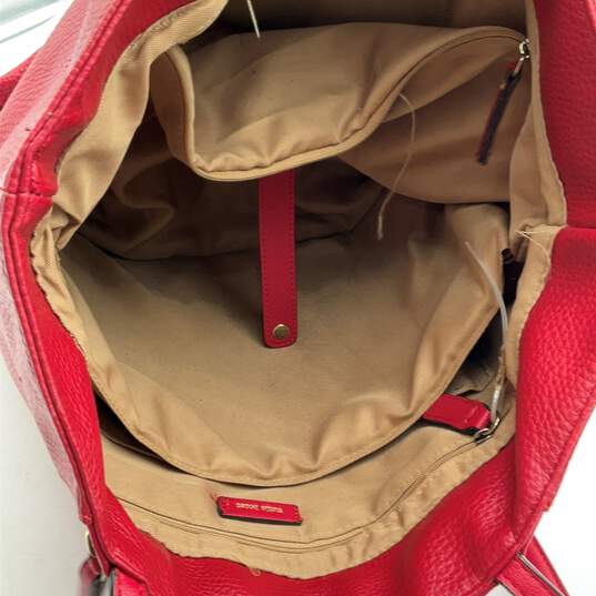 Tutilo Womens Red Leather Inner Pocket Zipper Double Handle Shoulder Bag Purse image number 5