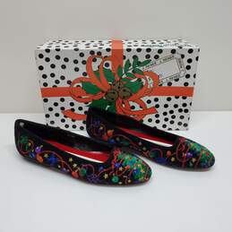 J. Renee Entranced Black Christmas Embroidered Flat Shoes