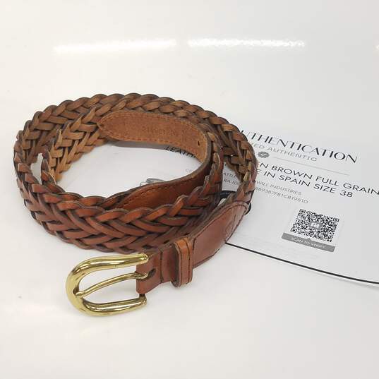 Christian Dior Woven Brown Full Grain Leather Belt Made in Spain Women's  Size 38