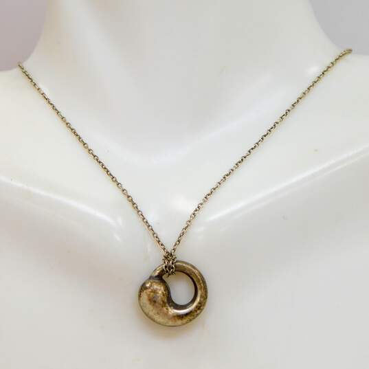 Tiffany & Co Elsa Peretti 925 Eternal Circle Puffed Swirl Pendant Cable Chain Necklace 4.2g image number 2