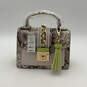 NWT Womens Green Gray Leather Animal Print Tassel Turn Lock Satchel Bag image number 1