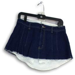 BDG Urban Outfitters Womens Blue White Denim Flat Front Mini Skirt Size Small