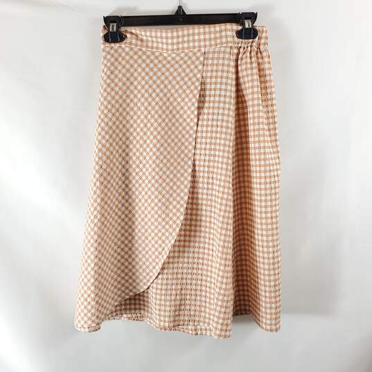 Loft Women Brown/White Gingnam Skirt Sz 2P NWT image number 4