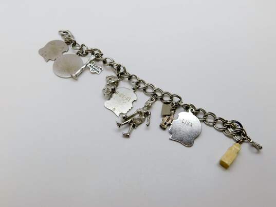 Vintage Silver Tone Travel Charm Bracelets 62.6g image number 3