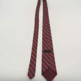 Saint Laurent Mens Red Stripe Adjustable Four In Hand Pointed Neck Tie alternative image