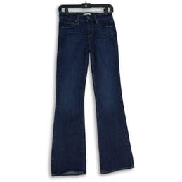 Womens Blue Denim Dark Wash 5 Pockets Design Bootcut Jeans Size 25