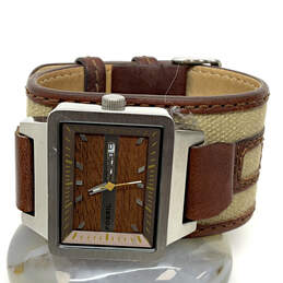 Designer Fossil Adjustable Leather Strap Square Dial Analog Wristwatch