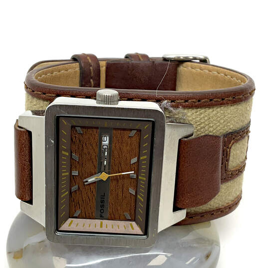 Designer Fossil Adjustable Leather Strap Square Dial Analog Wristwatch image number 1