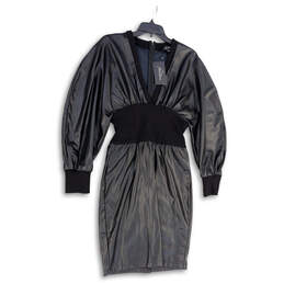 NWT Womens Brenda Black Cinched Waist Back Zip Sheath Dress Size Medium