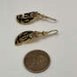 Designer Laurel Burch Gold-Tone Baby Snow Leopard Enamel Drop Earrings image number 2