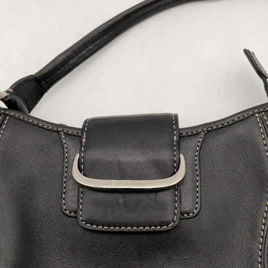 Womens Black Leather Inner Zip Pocket Single Strap Buckle Shoulder Bag image number 5