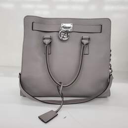 Michael Kors Hamilton Gray Saffiano Leather Large Shoulder Hand Bag