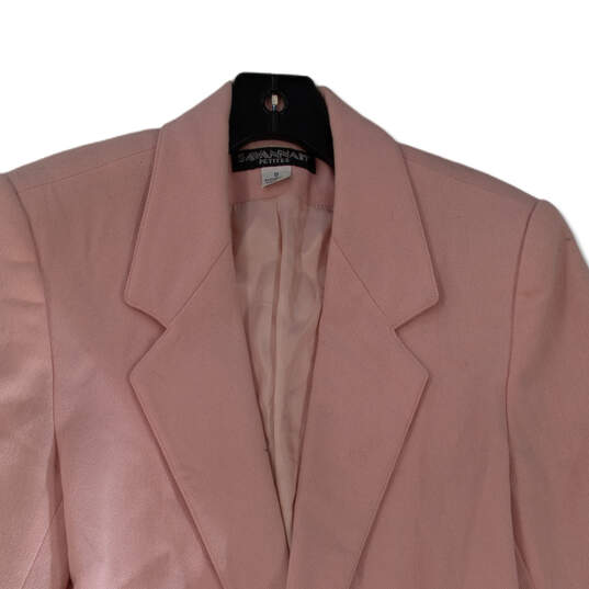 Womens Pink Long Sleeve Pockets Notch Lapel Single Breasted Blazer Size 8P image number 3