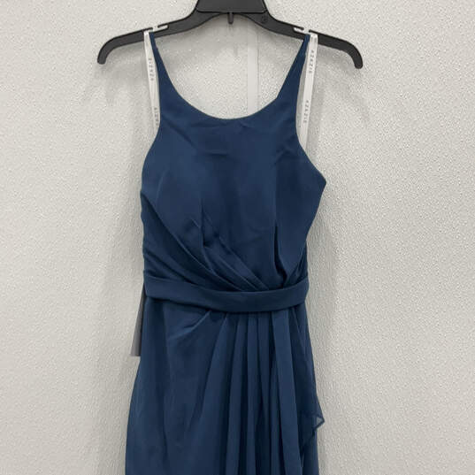 NWT Womens Blue Pleated Scoop Neck Sleeveless Back Zip Maxi Dress Size A6 image number 3