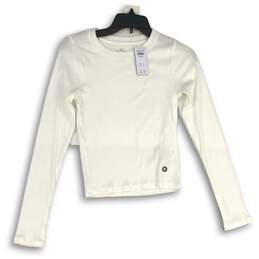 NWT Hollister Womens White Crew Neck Long Sleeve Pullover T-Shirt Size Medium