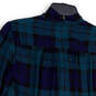 NWT Womens Blue Green Plaid Long Sleeve Tie Neck Button Front Blouse Size M image number 4