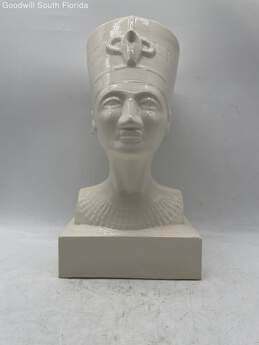 Vintage White Stone Queen Duncan Enterprises Bust Of Nefertiti Head Figurine