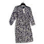 NWT Womens White Blue Floral Long Sleeve Surplice Neck Wrap Dress Size 10 image number 1