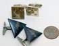 Vintage & Siamese Import Co 925 Niello Etched Musicians Triangle & Stamped Square Cuff Links Variety 31.2g image number 6